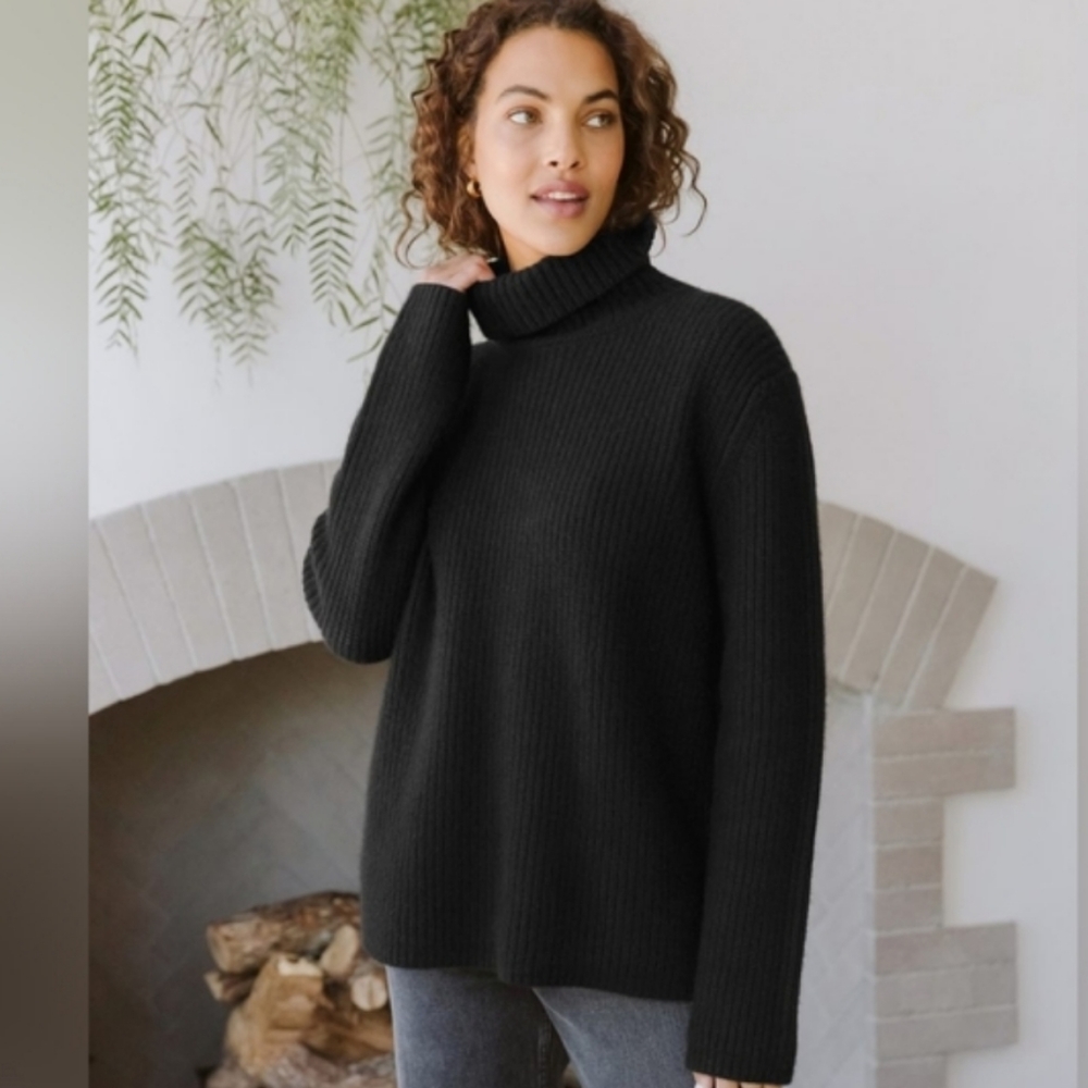 Jenni Kayne Cashmere Turtleneck Sweater Black Size Large/Medium Like New! HP🥳 - Picture 9 of 12